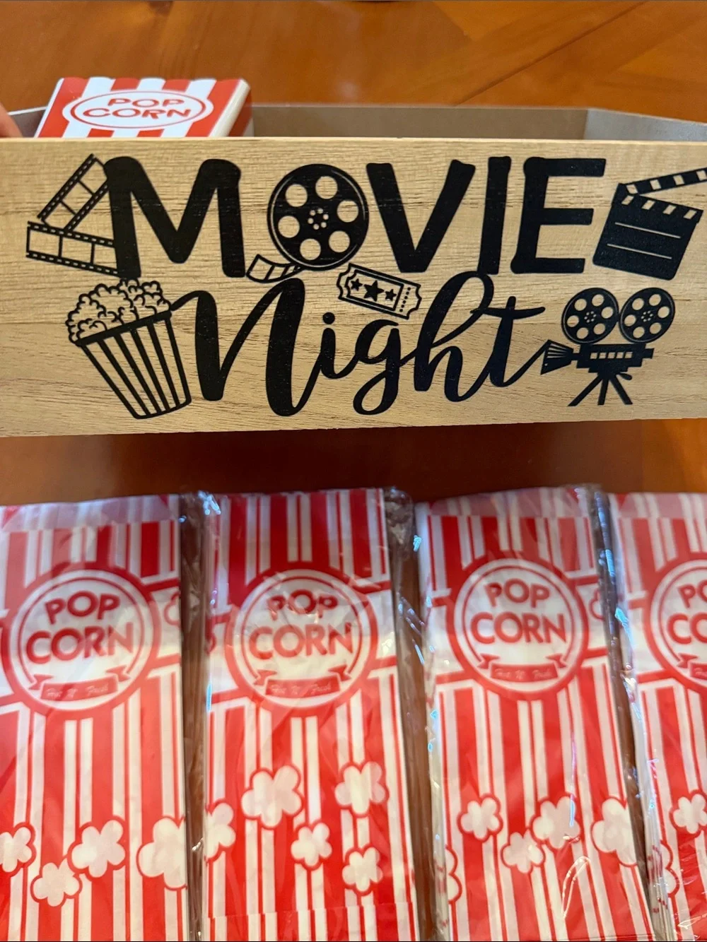 Red White Popcorn Bags- Classic Striped Movie Night Party tray new unopened